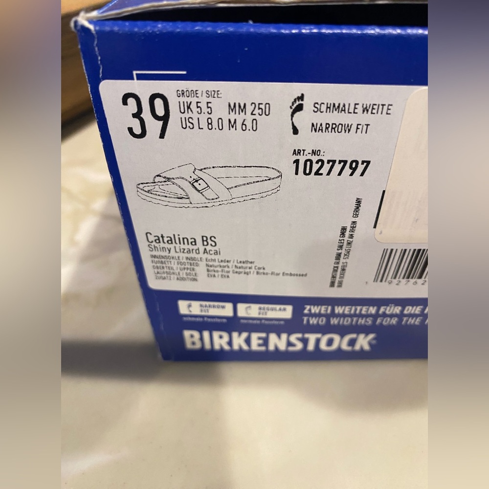 Birkenstock Shiny Lizard Acai Cătălina Sandals NIB 39 / W8 Narrow Fit PURPLE - Picture 3 of 5